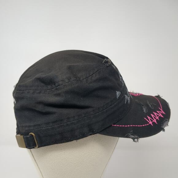 Cross DynaMax Cadet Army Cap Black One Size Adjustable Distressed L.O.G.A - Picture 4 of 8
